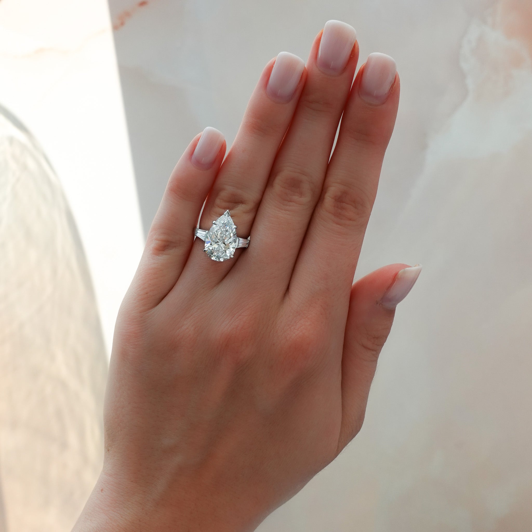 Marquise Shaped Three Stone Lab Grown Diamond Engagement Ring